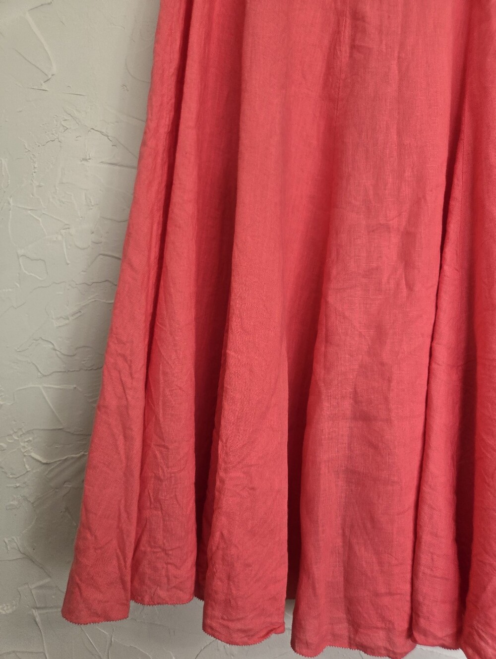 Eileen Fisher Irish Linen Coral Cinchable Dress, L - Picture 4 of 13